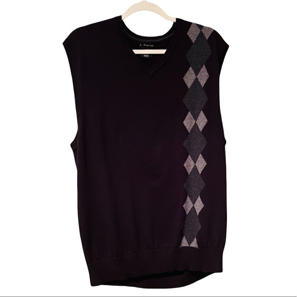 J Ferrar Black Sweater Vest Size Large